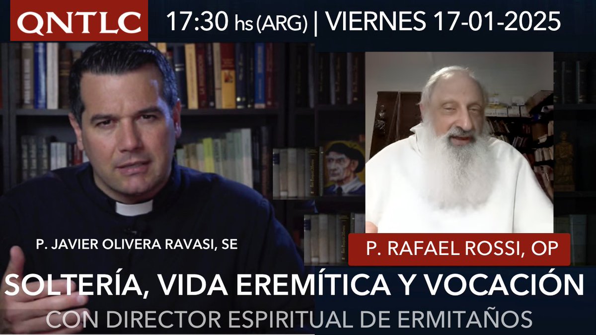 PJavierOR's tweet photo. ¿Existe la vocación a la soltería?¿qué es un ermitaño?¿cómo vive?¿qué es un virgen consagrada?¿ante quién se consagra?¿qué hacen? Todas estas cosas le preguntaremos al R.P. Rafael Rossi, OP, sacerdote y fraile dominico que, desde hace años, viene trabajando con consagrados y ermitaños en el mundo para,
Que te te la cuenten
P. Javier Olivera Ravasi, SE 
https://t.co/LpEx4wl6CJ