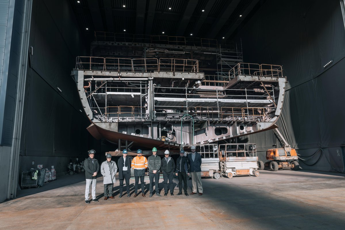 #BCFNews
Two major milestones at <a href="/Damen/">Damen</a> Shipyards Galati today bring us closer to introducing the first fully electric ferries to the #BCFerries fleet. 

Steel cutting began for the 3rd of 4 new Island Class vessels, and another reached the grand block assembly stage (1/3)