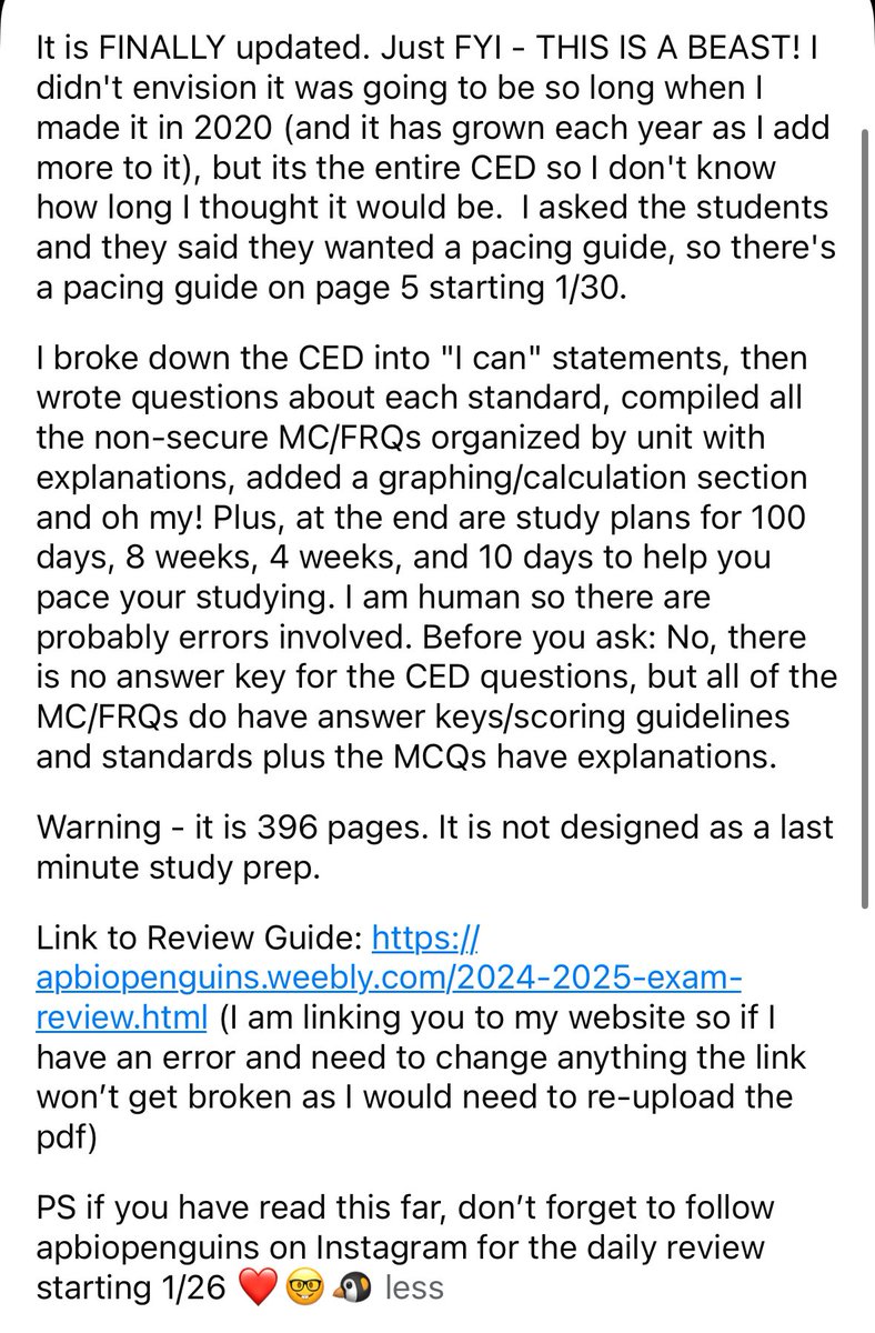 ✨AP Bio BEAST Review Guide✨

Check it out: apbiopenguins.weebly.com/2024-2025-exam…