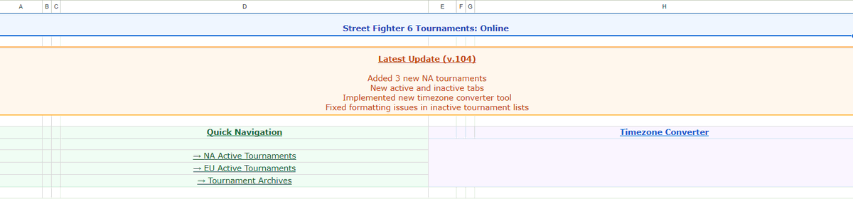 cjGRAYSONTypes's tweet photo. 🆕 Street Fighter 6 Tournaments: Online v.104
📋 Updates:
- Updated Tournament Details and Links
- Home section for quick navigation
- New time zone converter tool
#SF6 #FGC #Tournaments https://t.co/ao8eqT5yau