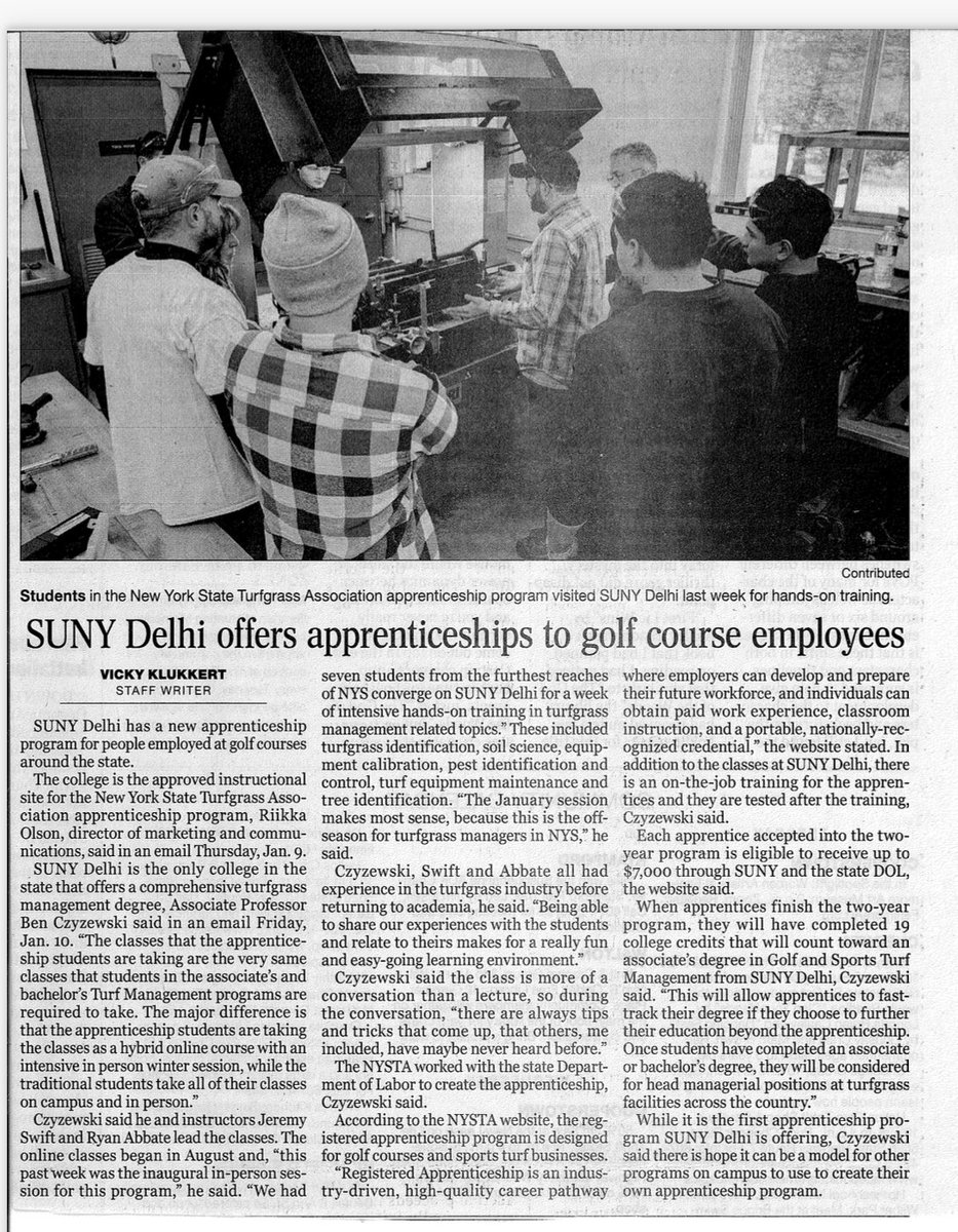 Great stuff by all involved <a href="/bloom_golf/">Tyler Bloom</a> <a href="/NYSTurfgrass/">NYS Turfgrass Assn.</a> <a href="/SUNYDelhi/">SUNY Delhi</a>. Great to have an assistant involved in this program as he advances his career.