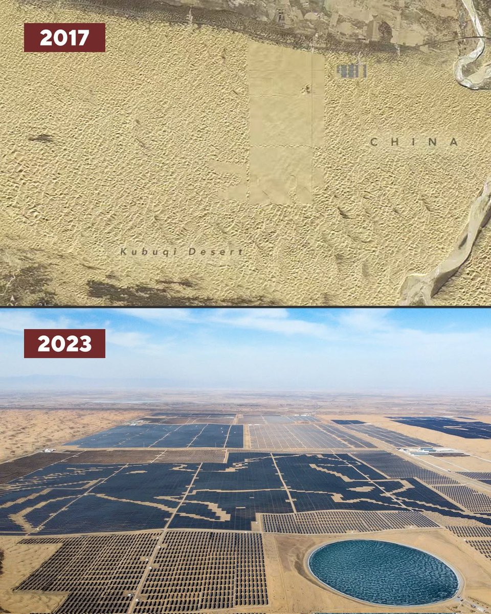 ChinaSPIC's tweet photo. #GreenSPIC #ESG China’s "Solar Great Wall" is progressing rapidly, with vast blue #photovoltaic panels now stretching across the expansive #Kubuqi Desert, signaling the development of the #Junma Solar Power Station.☀️🌿 https://t.co/F4fmebb6zd
