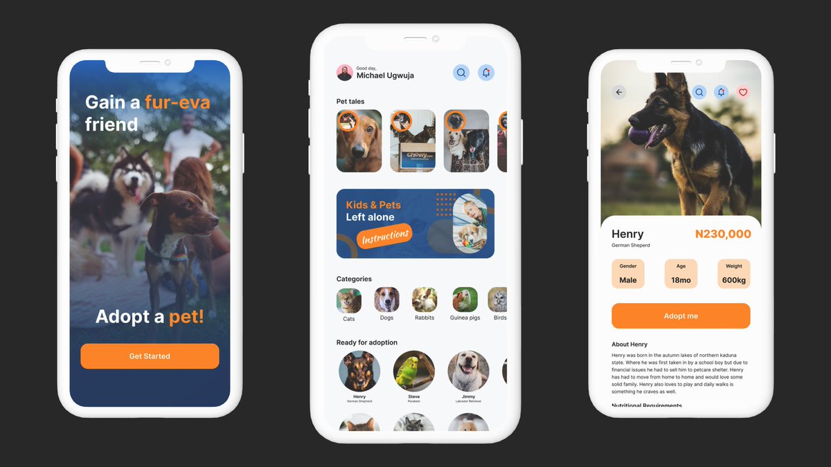 saint_somso's tweet photo. This year began with 4 project case studies.

1. Pawra - pet adoption app design.
2. Traville - Ticket booking app design.
3. Dinetime - App design for mobile food proximity notifier.
4. Chicpick - Fashion piece nomination app design. https://t.co/Nqy2WpEjRi
