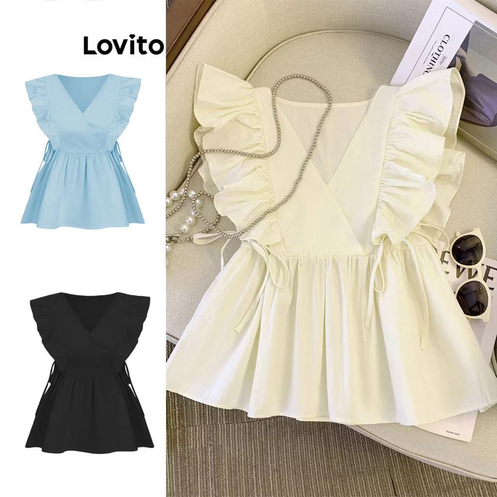 thvlylaire's tweet photo. Check out Lovito Women Wrap Lace Up Lettuce Trim Blouses L68ED004 for ₱307. Get it on Shopee now! https://t.co/uucl4gxj1l https://t.co/WEiSOqS9kO