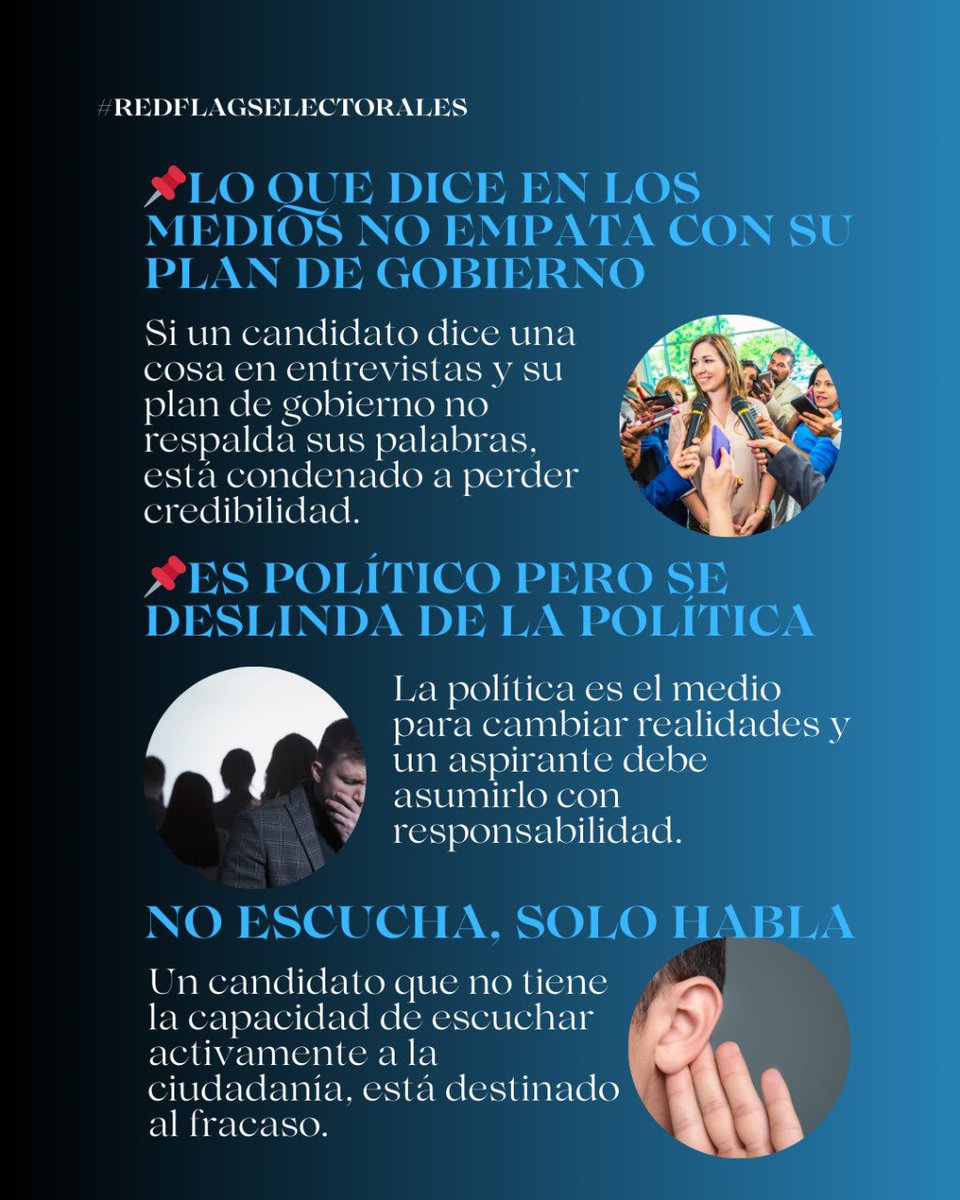 Un candidato con red flags no merece tu voto.
✅ Un líder con visión sí.

En tiempos de elecciones, no te dejes engañar por las apariencias. Analiza, cuestiona y exige coherencia.

🔎 ¿Qué otra red flag agregarías a la lista? Coméntanos👇

#Elecciones2025Ec #VotoInformado