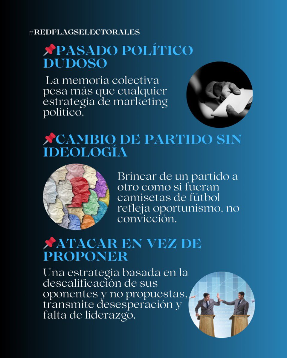ConectarBG's tweet photo. Un candidato con red flags no merece tu voto.
✅ Un líder con visión sí.

En tiempos de elecciones, no te dejes engañar por las apariencias. Analiza, cuestiona y exige coherencia.

🔎 ¿Qué otra red flag agregarías a la lista? Coméntanos👇

#Elecciones2025Ec #VotoInformado https://t.co/P4dUns8AgG