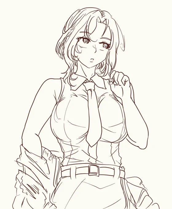 ショートヘア艦最近流行りっぽいのでここで前描いたショートさみと描きかけショートホーネットさん(コレはどっちかというとウルフカットかも) 