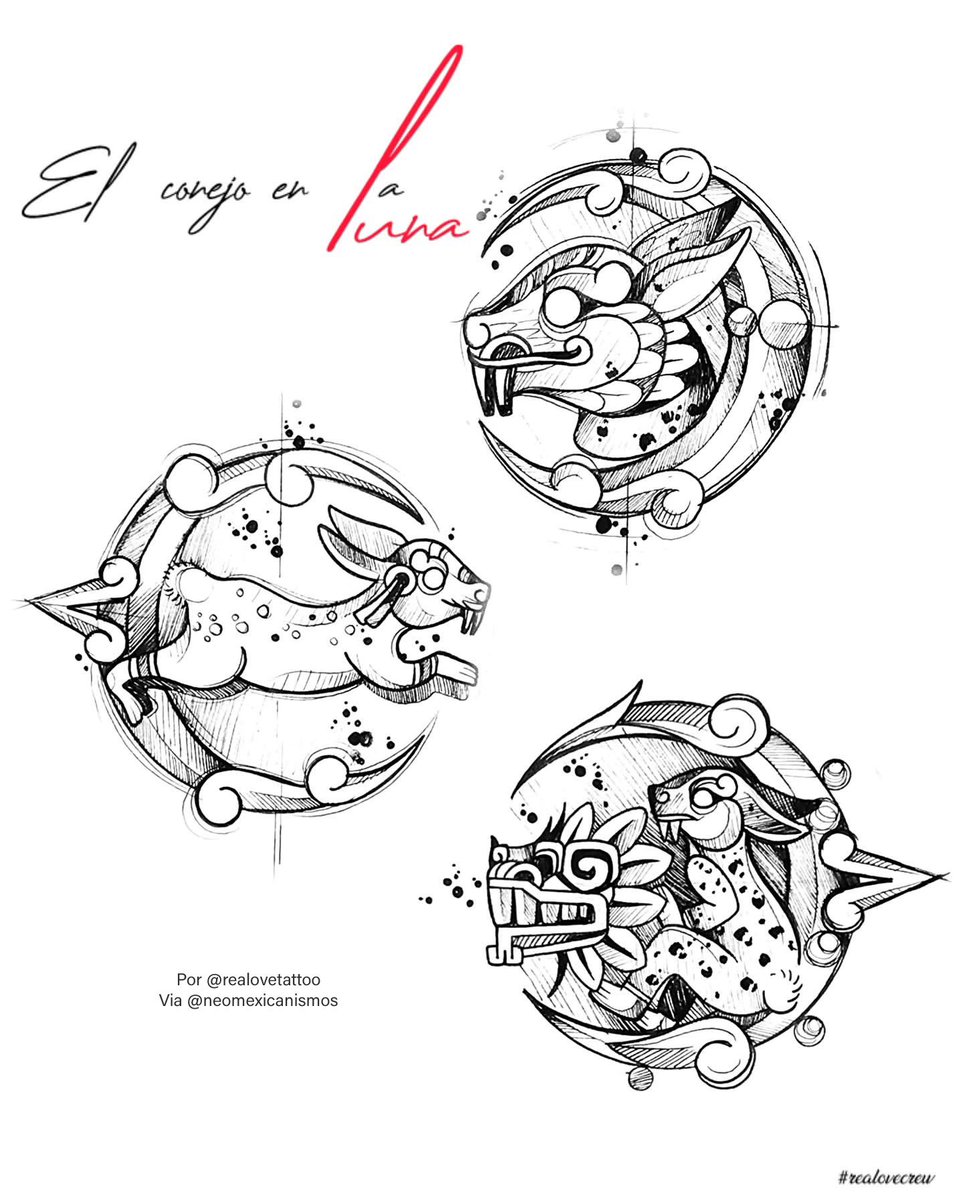 NeoMexicanismos's tweet photo. Los mexicas veían un conejo en la luna. La leyenda dice que Quetzalcóatl lo elevó hasta el astro como agradecimiento al ofrecerse para ser su comida cuando visitó la tierra 🐇🌚 ::: por @realovetattoo #neomexicanismos https://t.co/esJDjY93LI