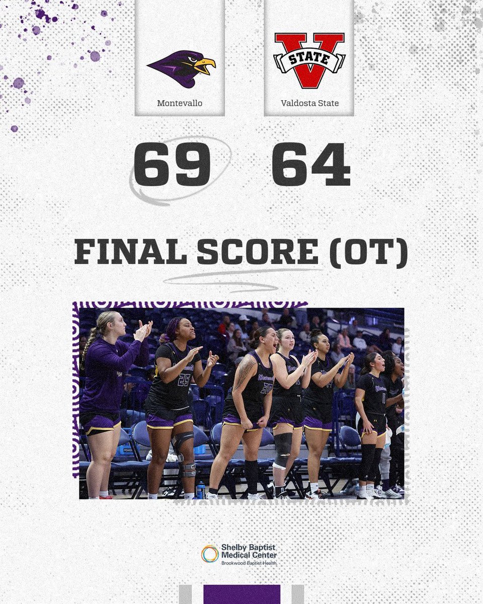 MontevalloWBB's tweet photo. #PACKtheSAC DUB ‼️

The Falcons storm back to secure a 69-64 win in overtime! Lia Edwards leads the way with 21 points, while Jordan Gillies adds 14 points! 

#TogetherWeRise | #WhataburgerWin https://t.co/juyAUJPlMi
