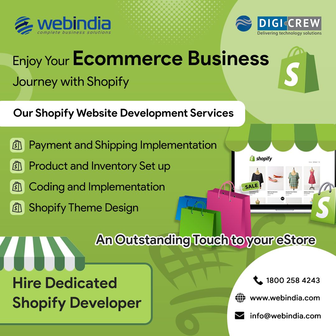 webindiaservice's tweet image. Get our Shopify development services to develop a customized and full-featured online e-commerce store for your business.
#shopify #shopifydevelopment #shopifystore #ShopifyDevelopmentCompany #ShopifyDevelopmentServices #ecommercestore #ecommercewebsite #webindia #digicrew