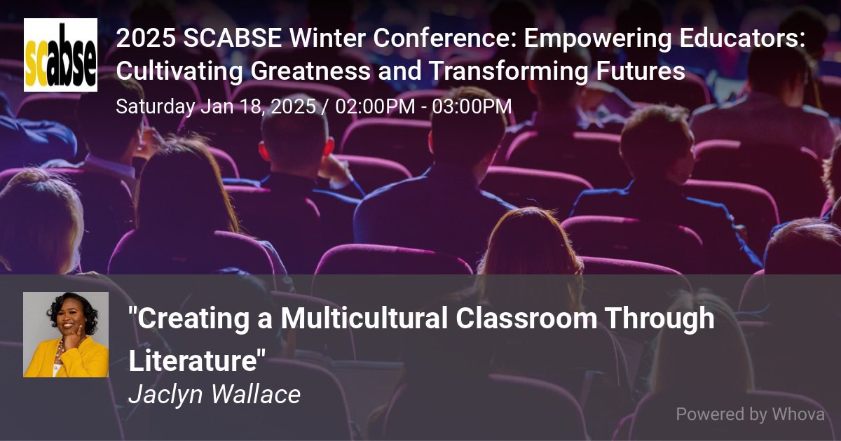 I’m excited to present this weekend at the 2025 SCABSE Winter Conference. I’m honored to be able to share my gift and knowledge with others. #literacy