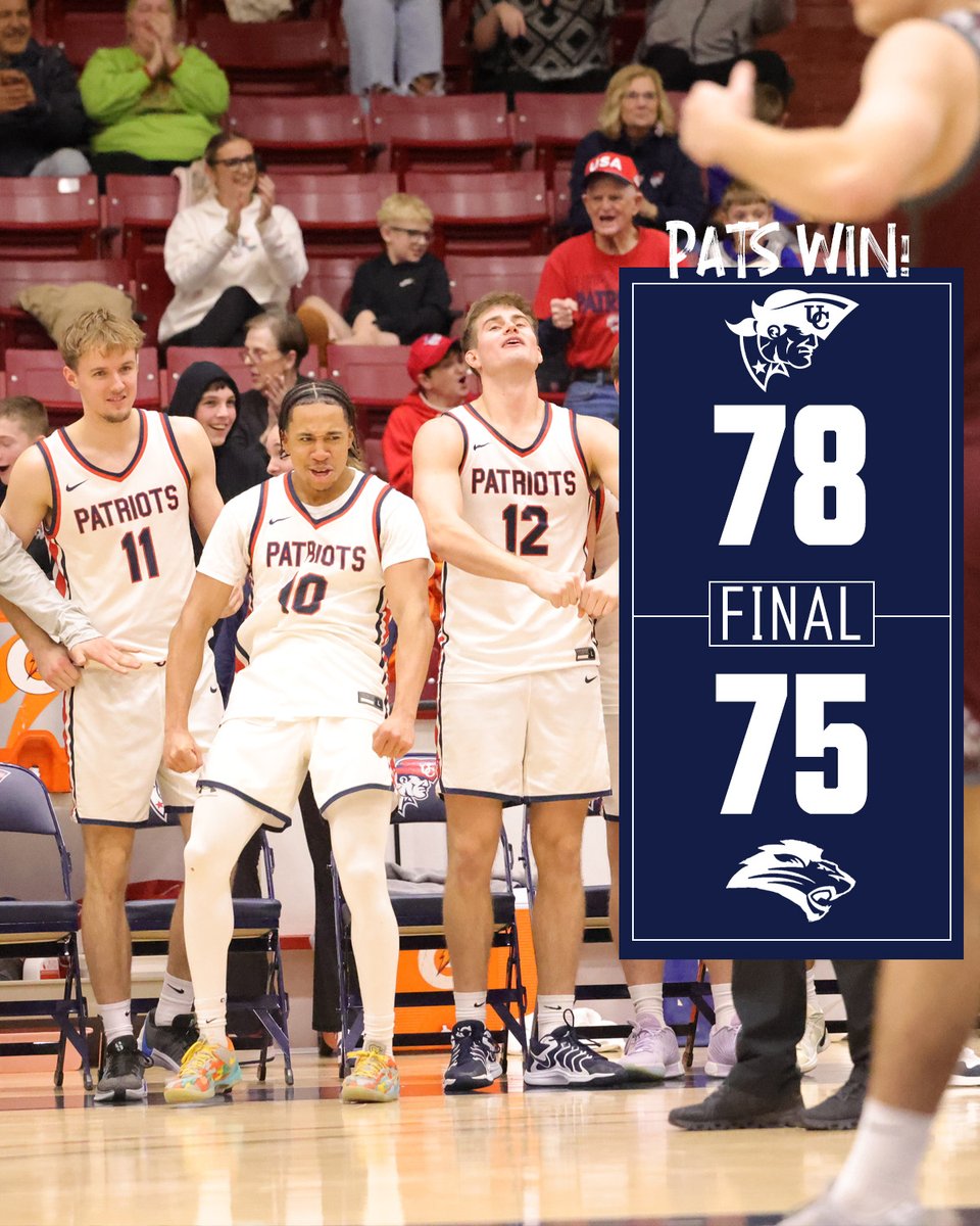 UCMBB's tweet photo. 🚨DOWN GO THE LIONS🚨 The Pats defeat #2 Freed-Hardeman at home!!

Johnson: 25 pts, 8 reb, 2 ast, 1 stl
Morrice: 14 pts, 11 reb, 2 blk
Harris: 12 pts, 9 reb, 2 blk

#OneBigTeam https://t.co/7zw2wdonUi