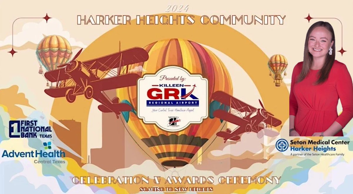 BayleeBatesNews's tweet photo. So honored to be asked back to emcee the annual Harker Heights Community Celebration &amp; Awards Ceremony!
It's heartwarming to see so many people come together to celebrate all the good that's happening in the community! All the success is worth celebrating, too! @6NewsCTX https://t.co/2W6F5bthdP