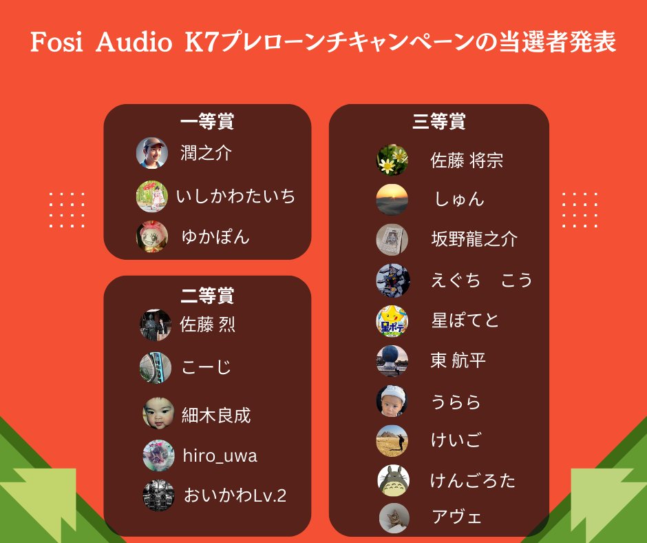 FosiAudio_JP's tweet image. 🎉 Fosi Audio K7プレローンチキャンペーンの当選者発表！ 🎉

当選者の方にはLINEでご連絡済みです。お早めにご返信ください。賞品はMakuakeプロジェクト終了後、10営業日以内に発送予定です。

皆様のご支援、ありがとうございます！これからもお楽しみに！🚀

#FosiAudio #K7 #当選者発表 #HiFi