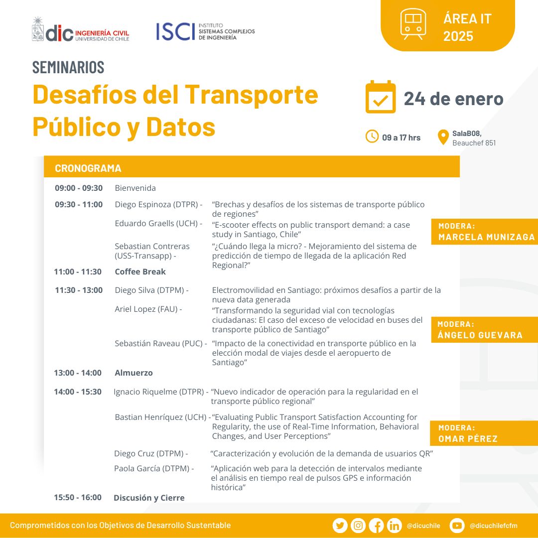 El 24 de enero en el Seminario de "desafíos del transporte público y datos" que organiza <a href="/dicuchile/">Ingeniería Civil UCh</a> expondré sobre el sistema de monitoreo <a href="/red_movilibot/">Red Movilibot 🔴🚍</a> que hicimos con <a href="/WillyMaikowski/">Willy Maikowski</a> y que alerta de buses <a href="/Red_Movilidad/">Red Movilidad</a> a exceso de velocidad

Mapa velocidades.seguimos.cl