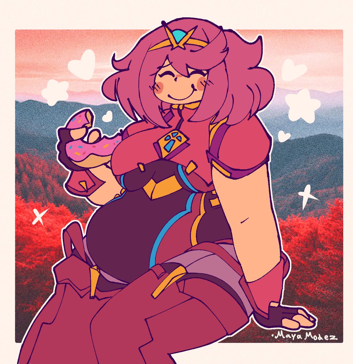 ""bestie"" wanted me to draw pyra xenoblade 2 eating a donut