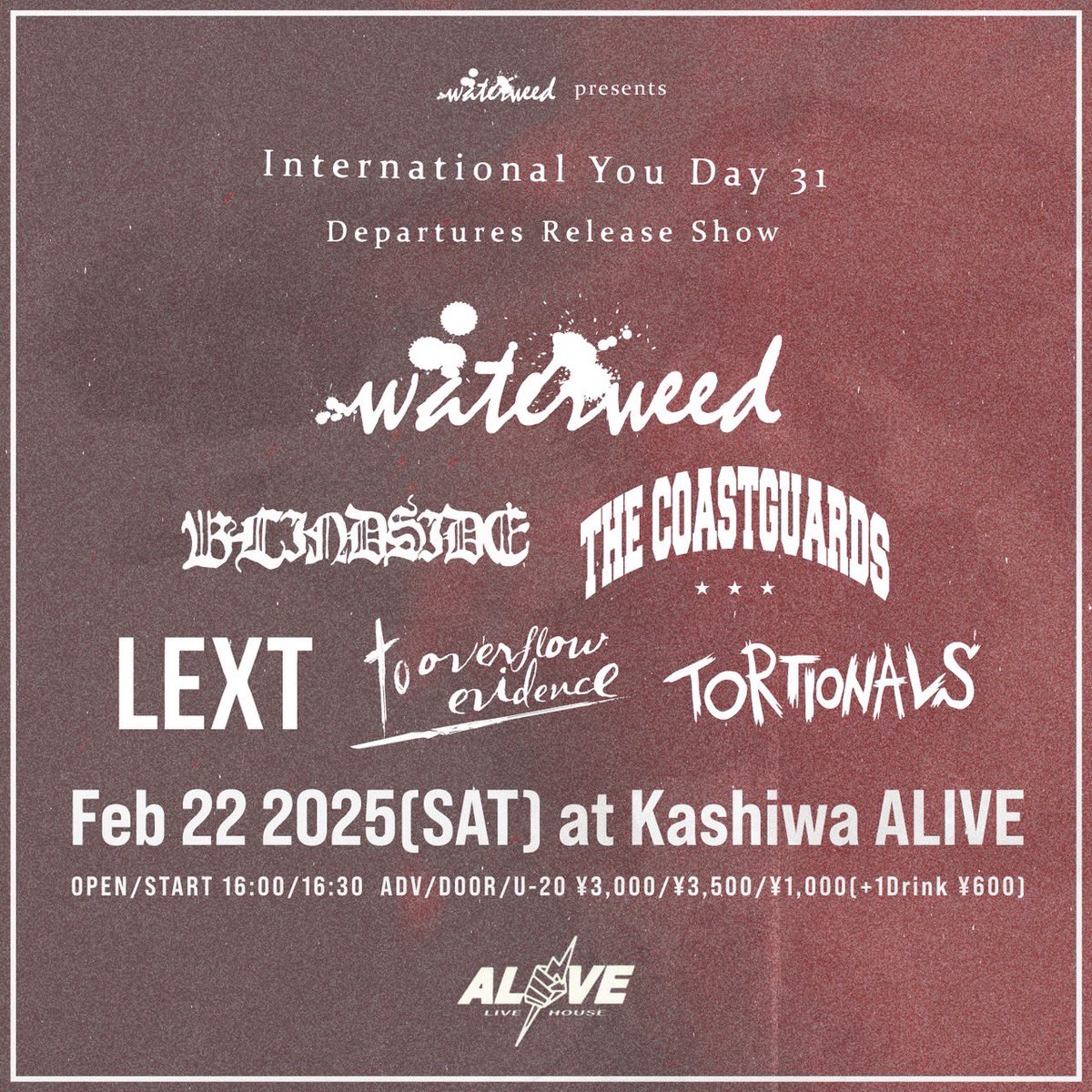 The Coastguards (@tcgs_) on Twitter photo The Coastguardsライブ追加!!!!
waterweedのレコ発柏編に出演致します!! 2/22(土)@柏ALIVE 是非皆様来てくださいー!お待ちしております。
チケット予約はこちら→ticket@thecoastguards.com The Coastguardsライブ追加!!!!
waterweedのレコ発柏編に出演致します!! 2/22(土)@柏ALIVE 是非皆様来てくださいー!お待ちしております。
チケット予約はこちら→ticket@thecoastguards.com