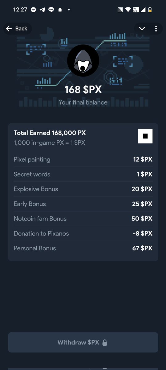 168 px , i was too bad in this game. Although they know how to take care of their beloved ones. I'm happy with the result. I have been rewarded with what i have invested. #NotPixel #Notcoin #NotEcosystem