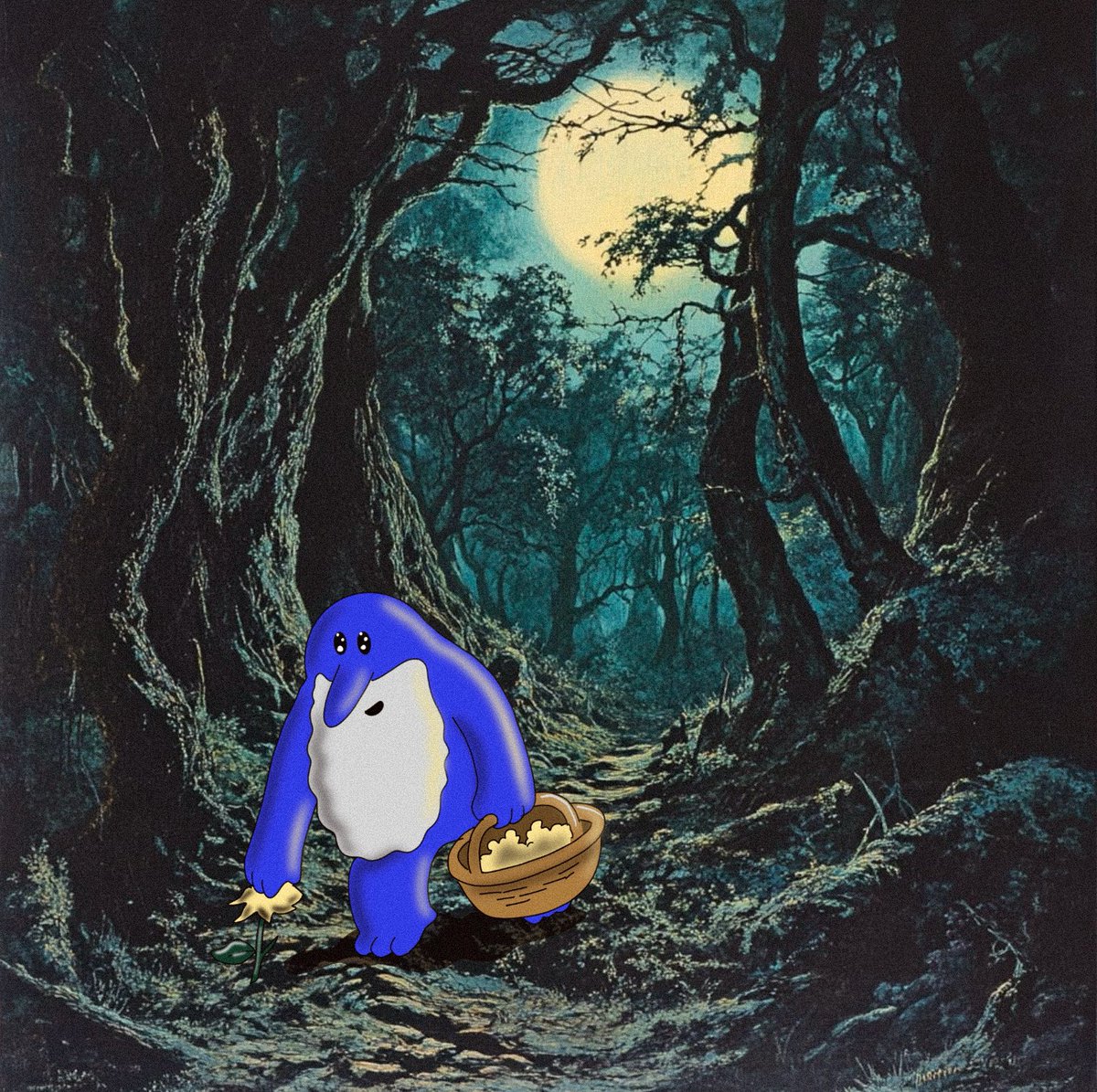 Chapter 17: The Moonlit Gathering

Under the pale light of a full moon, Gnom wandered the winding forest path, basket in hand. He collected glowing flowers, their petals said to reveal hidden truths. “Mayhap these blooms shall guide me to thee, dear hat,” he whispered.