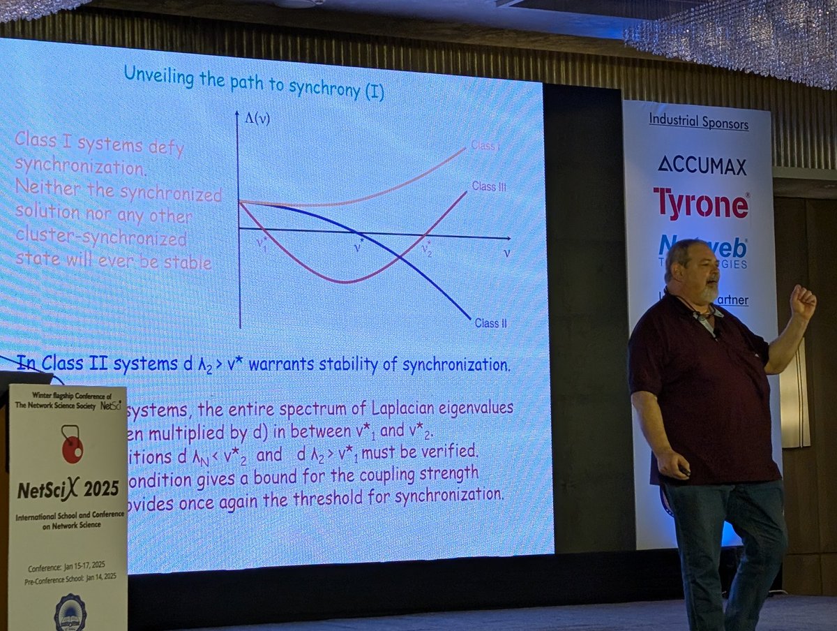 HirokiSayama's tweet photo. Final day of #NetSciX2025 kicks off with Stefano Boccaletti's keynote on the transitions to network synchronization
@NetSciX_2025 https://t.co/Bx2dmc9epX
