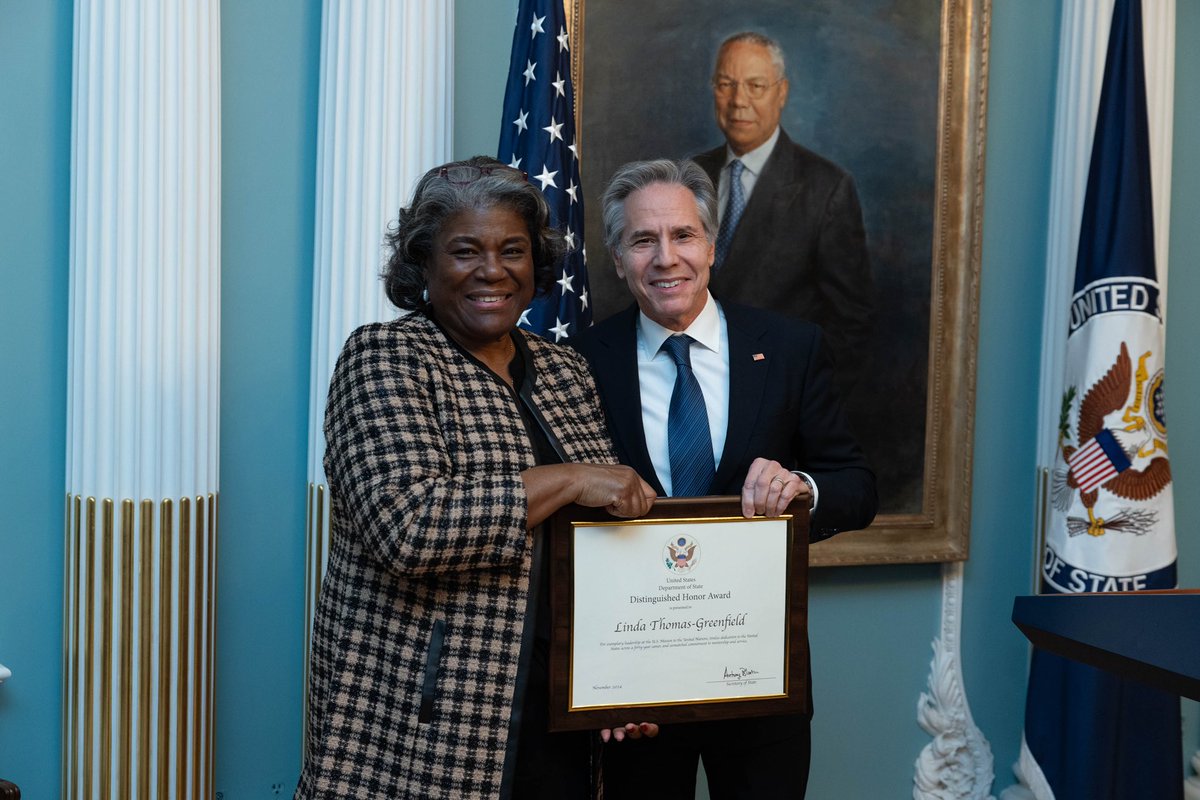 Deputy to the U.S. Ambassador to United Nations (@usundeputy) on Twitter photo Today we celebrated the retirement of the diplomatic legend herself, <a href="/USAmbUN/">U.S. Ambassador to the United Nations</a> Linda Thomas-Greenfield. Serving as her Deputy has been equal parts rewarding and humbling. I’m extraordinarily grateful for all she’s taught me and given to our country. 🇺🇸 Today we celebrated the retirement of the diplomatic legend herself, <a href="/USAmbUN/">U.S. Ambassador to the United Nations</a> Linda Thomas-Greenfield. Serving as her Deputy has been equal parts rewarding and humbling. I’m extraordinarily grateful for all she’s taught me and given to our country. 🇺🇸