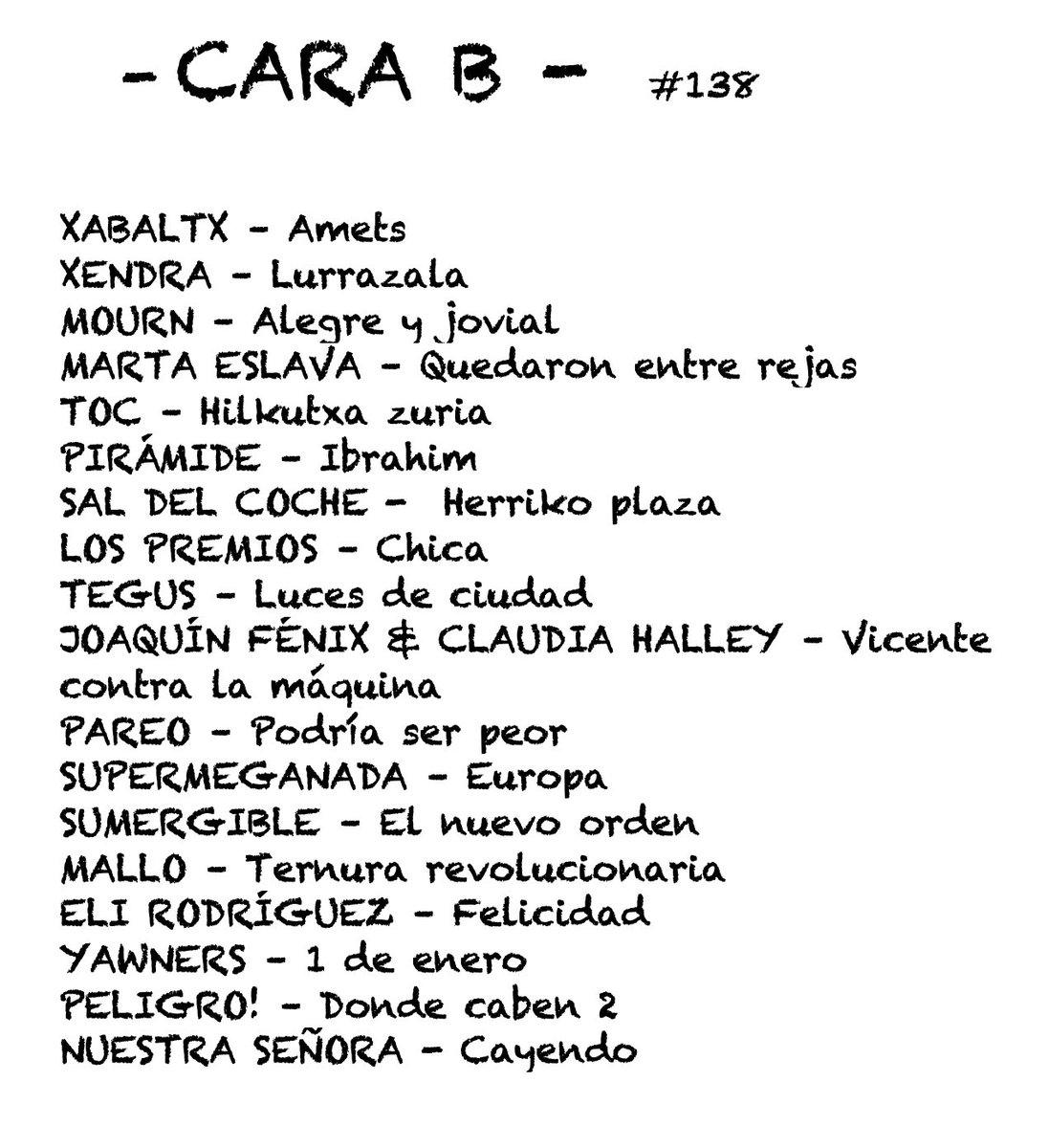 A disfrutar del finde con música. Ya tienes disponible el podcast⤵️

🅱️mozoiloirratia.eus/shows/cara-b/

Esta semana suenan: #Xabaltx #Xendra #MartaEslava #TOC #Pirámide #SalDelCoche #LosPremios #Tegus #JoaquínFénix #NuestraSeñora y más!

Los miércoles en <a href="/miradiobizkaia/">MiRadio.eus 97.5FM</a> de 20 a 21 #CaraB