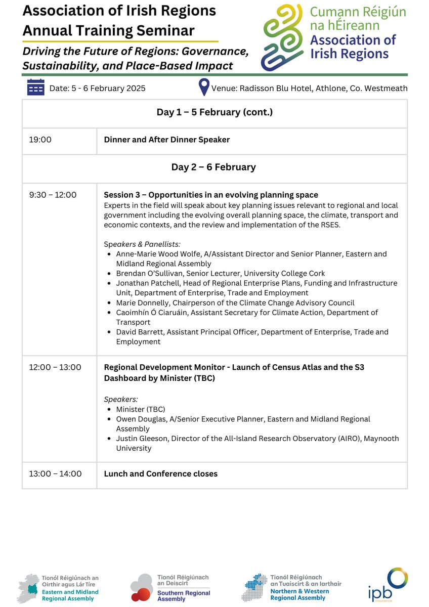 Eastern & Midland RA (@emrassembly) on Twitter photo 📢Excited to announce speakers for the AIR event 5-6 February! Hear from:
🌍<a href="/AllainDupre/">Dorothée Allain-Dupré</a> from <a href="/OECD/">OECD ➡️ Better Policies for Better Lives</a>
🇮🇪Tommy Moylan from <a href="/AILGIRE/">AILG</a>
🇪🇺<a href="/sarirautio/">Sari Rautio 🏳️🌈💜</a> member of High-level Group on the Future of Cohesion Policy <a href="/EU_CoR/">European Committee of the Regions</a>
& MORE!
Learn from experts, register now! form.jotform.com/243392815698067 📢Excited to announce speakers for the AIR event 5-6 February! Hear from:
🌍<a href="/AllainDupre/">Dorothée Allain-Dupré</a> from <a href="/OECD/">OECD ➡️ Better Policies for Better Lives</a>
🇮🇪Tommy Moylan from <a href="/AILGIRE/">AILG</a>
🇪🇺<a href="/sarirautio/">Sari Rautio 🏳️🌈💜</a> member of High-level Group on the Future of Cohesion Policy <a href="/EU_CoR/">European Committee of the Regions</a>
& MORE!
Learn from experts, register now! form.jotform.com/243392815698067