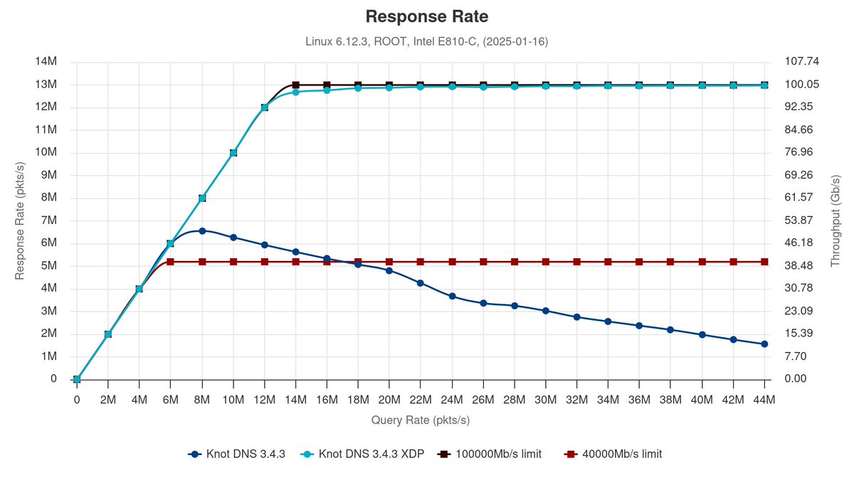 As promised, here are some results with 100GbE NICs knot-dns.cz/benchmark-100G/