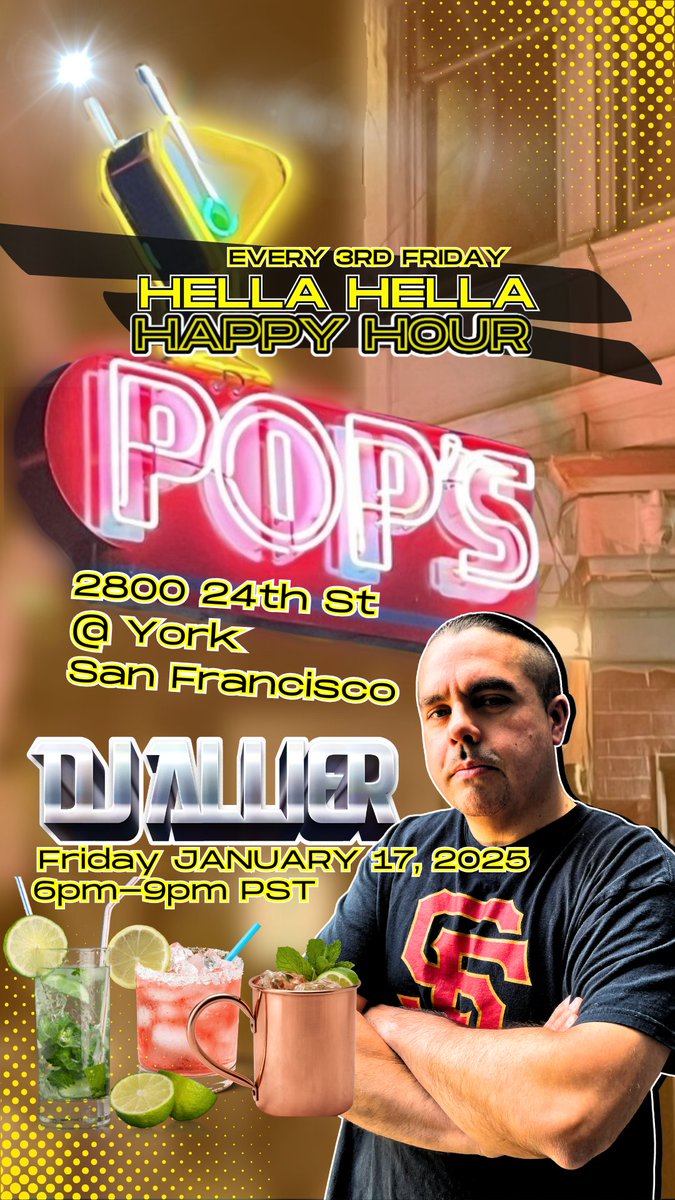 Come meet me for Happy Hour today. 6-9pm at Pop's Bar 2800 24th Streer