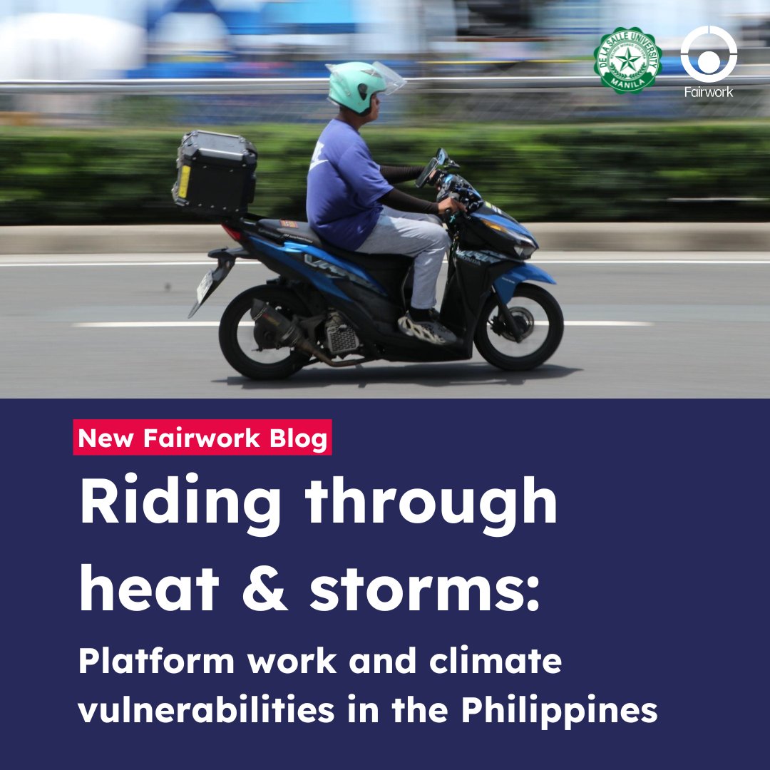 Fairwork (@towardsfairwork) on Twitter photo 🚨NEW BLOG from #FairworkPhilippines 🇵🇭 on the health and safety hazards for workers due to climate change induced extreme weather events: fair.work/en/fw/blog/rid…
<a href="/oiioxford/">Oxford Internet Institute</a> <a href="/DLSUManila/">DLSU</a> <a href="/chesoriano/">Cheryll Soriano</a> 🚨NEW BLOG from #FairworkPhilippines 🇵🇭 on the health and safety hazards for workers due to climate change induced extreme weather events: fair.work/en/fw/blog/rid…
<a href="/oiioxford/">Oxford Internet Institute</a> <a href="/DLSUManila/">DLSU</a> <a href="/chesoriano/">Cheryll Soriano</a>