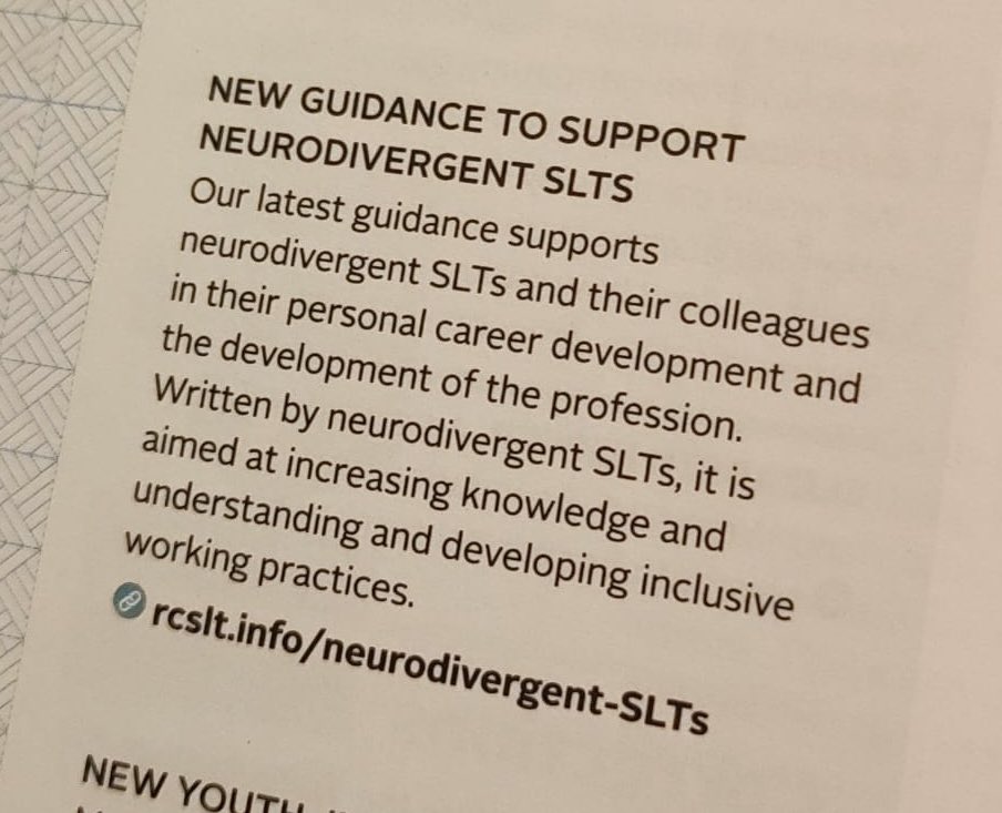 UK #Speechies
Have you read our guidelines for supporting neurodivergent SLTs yet? 
This is more than a ‘how to’ document, it challenges the beliefs we hold about ways of being an SLT. Embracing diverse ways of being and doing better serves the diverse populations we support