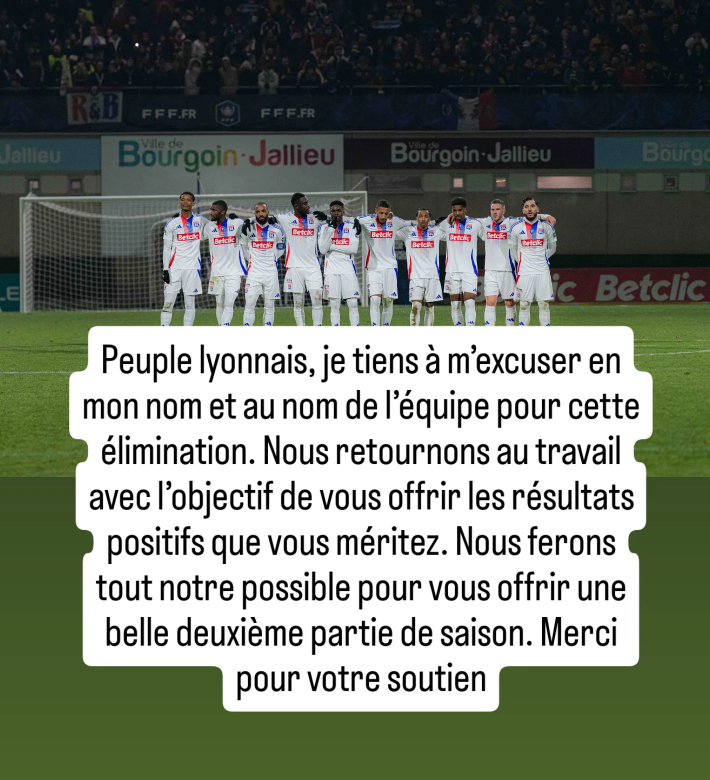SocialGones's tweet photo. [Après #FCBJOL] Warmed #Omari a tenu à s'excuser hier de l'élimination en #CDF ⤵️

Courageux de sa part. 👍 On lui souhaite de se refaire et de progresser (on apprend de ses erreurs), et on souhaite à l'@OL de trouver une défense qui tienne la route. #éternelchantier

📸 Insta du joueur #TeamOL