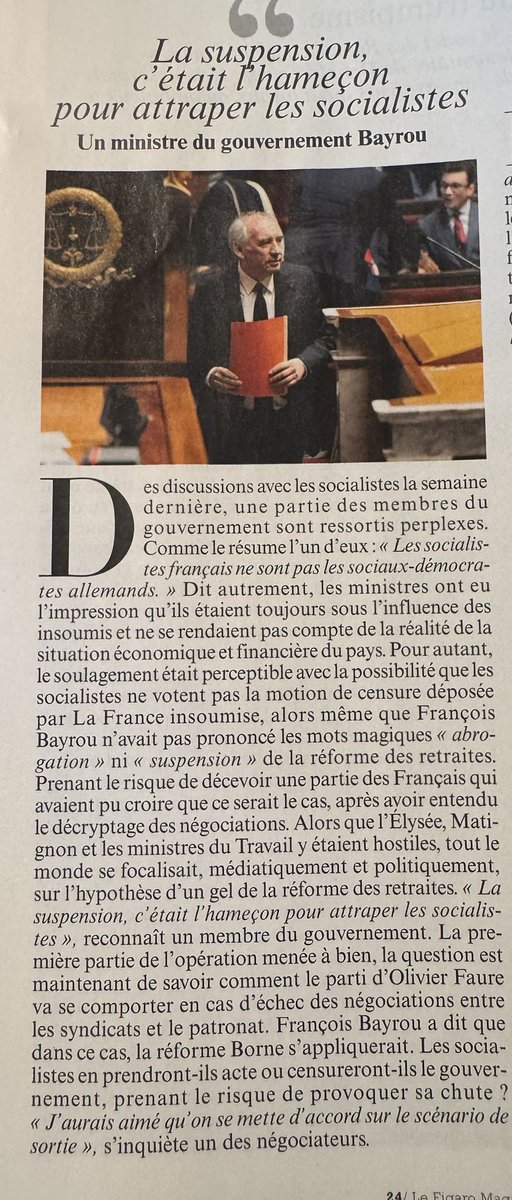 « la suspension c’était l’hameçon  pour attraper les socialistes » : ça fait quoi d’être dans la peau d’un poisson pêché grâce à un leurre  ? 🔽