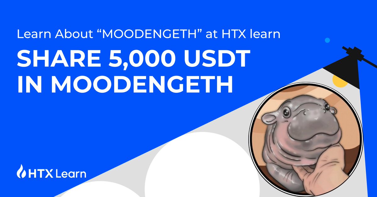 HTX Learn &amp; Earn Giveaway!
Share 5000 $USDT in MOODENGETH:

𝗥𝗲𝘄𝗮𝗿𝗱 𝟭:
✅RT + Ace the Quiz: bit.ly/3vKqAWw
✅Follow <a href="/HTX_Global/">HTX</a>  <a href="/ethmoodengfan/">Moo Deng Supporters</a>
✅Fill out the form: bit.ly/3WobaBH
𝗥𝗲𝘄𝗮𝗿𝗱 𝟮:
✅Nail all questions

👉Join now for a chance to win!
