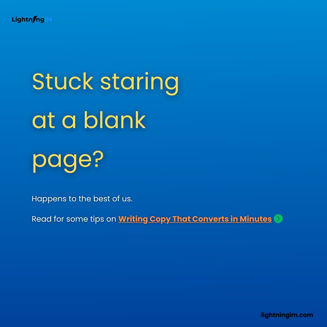 lightningim_com's tweet image. Great copy doesn’t need to be complicated. Try these hacks in your next post and watch the results!
#CopywritingTips #ContentCreation #MarketingHacks #WriteToConvert #SocialMediaTips