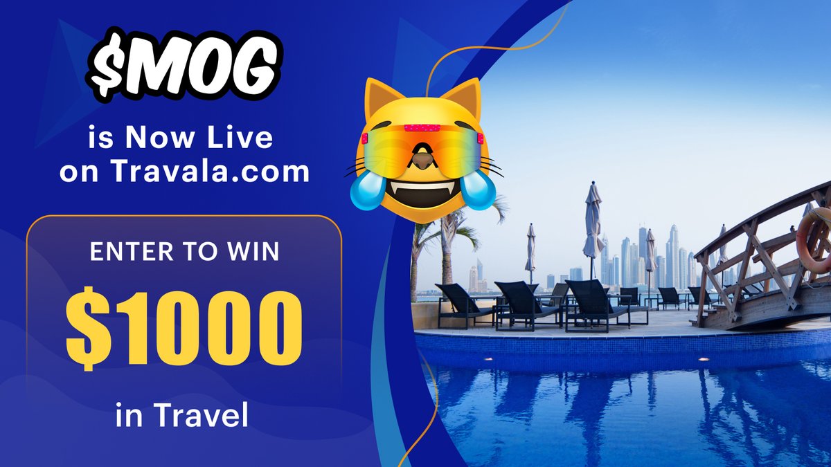 📢 NEW INTEGRATION ALERT: $MOG is now LIVE on Travala!🎉

You can book over 3 million hotels &amp; flights globally with $MOG 🌍✈️
To celebrate, enter the giveaway:

1️⃣ Follow <a href="/MogCoinEth/">MOG COIN</a> &amp; <a href="/travalacom/">Travala.com 🏨 ✈️</a>
2️⃣ ❤️&amp;🔁 this post
3️⃣ Tag a travel friend👇

Prizes:🏆1x $500, 2x $250
Ends Jan 25