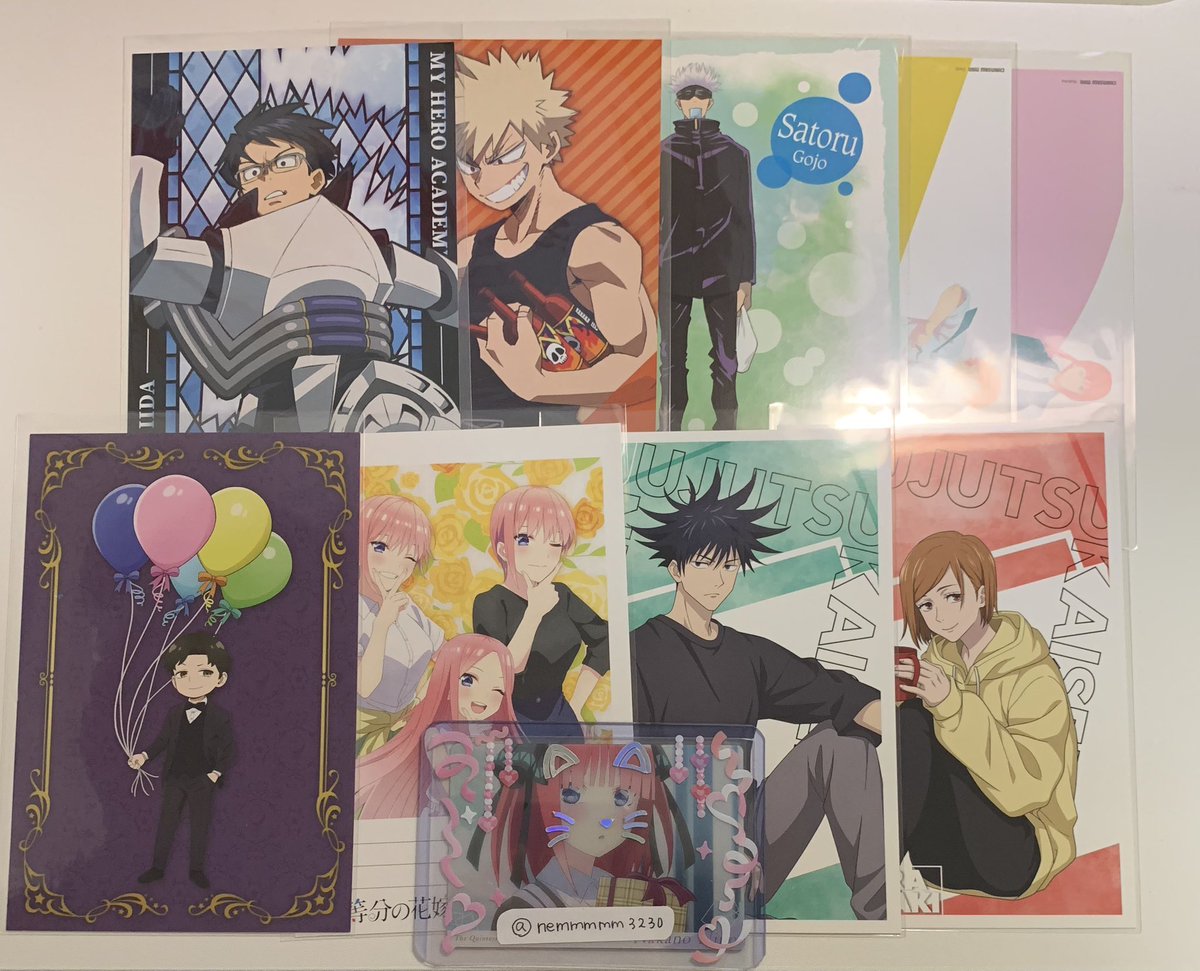 nemmmmm3230's tweet photo. 僕のヒーローアカデミア チェンソーマン 呪術廻戦 五等分の花嫁 SPY×FAMILY 特典ポストカード 譲渡 買取

譲：画像のもの

求：各200円+送料

グッズ整理の為纏めてお迎えして頂ける方優先

初回の方はリンク必読 https://t.co/jZPirT5ZIR