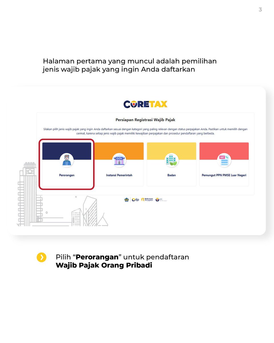 DitjenPajakRI's tweet photo. Tahap registrasi berikut dimulai dari mempersiapkan KTP dan Kartu Keluarga. Pilih jenis pendaftaran yang sesuai untuk NIK Anda. Untuk tutorial ini pilih pendaftaran dengan aktivasi NIK. https://t.co/Q3JNXebYRf