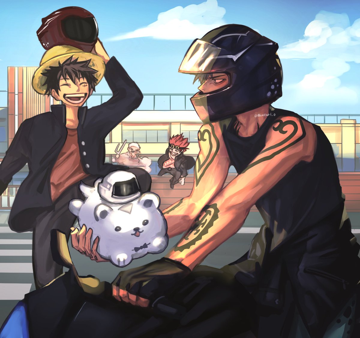 Escape from school 🏍️🐯
#ONEPIECE #ワンピース #trafalgarlaw #lulaw