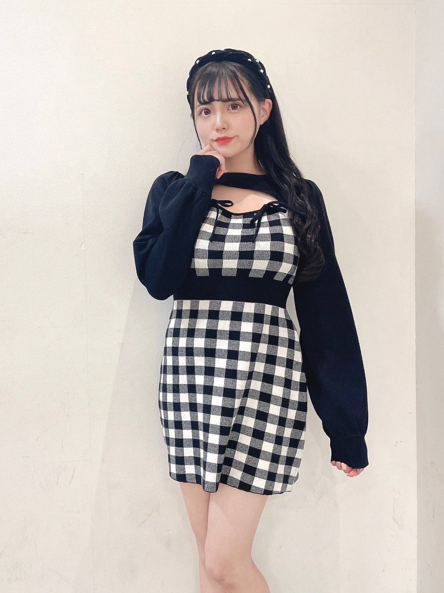 evelyn🐰原宿店 #リボンチェックタイトOP /￥8,900 color:PI/IGY/BE/BK