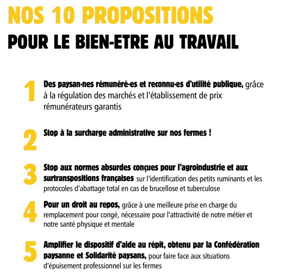 ConfPaysanne's tweet photo. 👀 Nos 10 propositions pour le bien-être au travail 👇
https://t.co/xPT2k7qQ7a
👉 La seule véritable alternative, c'est la @ConfPaysanne !
📩 Du 15 au 31 janvier 2025, je vote Confédération paysanne ! https://t.co/Y01pG4Qga0