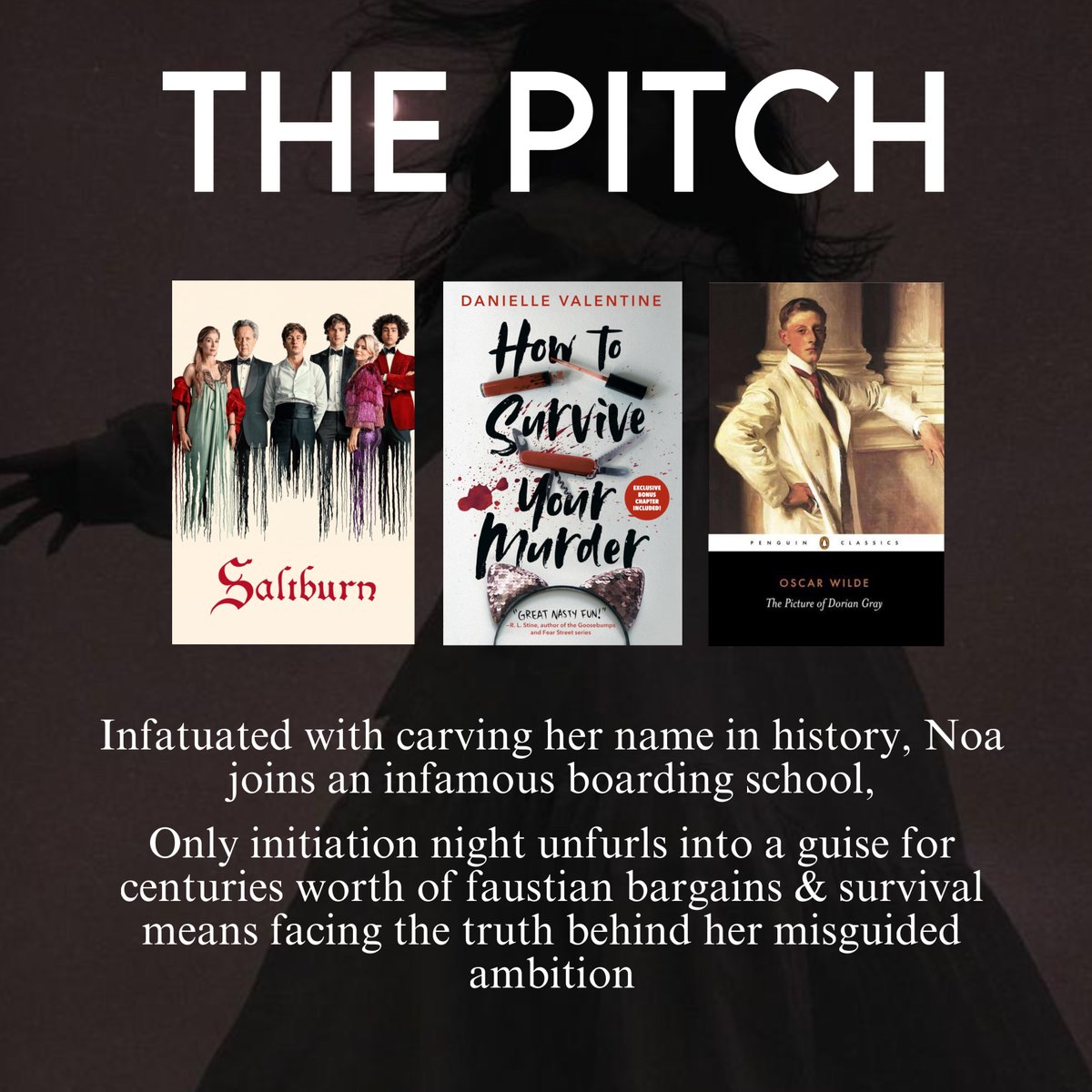 rosessjess's tweet image. my #agentguide for KILL HER DARLINGS—a YA horror with romantic &amp;amp; dark academia elements 

for enthusiasts of A PICTURE OF DORIAN GRAY, SALTBURN, and HOW TO SURVIVE YOUR MURDER

🍂faustian bargain
🍂boarding school
🍂bi rep (enemies to lovers)
🍂sacrificial murder

#P2Ppit #YA #H