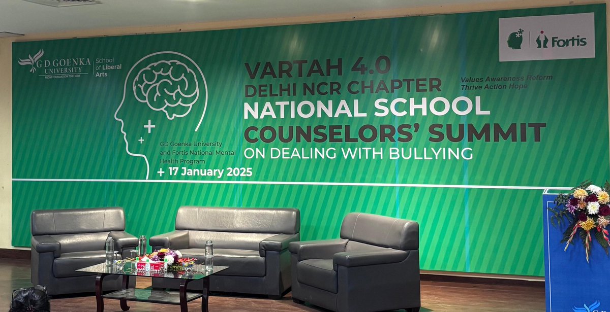Fortis National Mental Health Program in association with <a href="/goenka_univer/">GD Goenka University</a> -  Vartah 4.0 - Delhi NCR Chapter - Counselors' Summit on 'Dealing with Bullying'.
