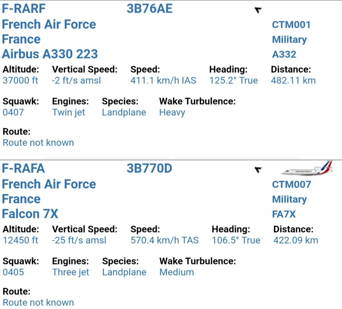LebanonJets's tweet photo. Video+ATC: President of #France @EmmanuelMacron arrived early this morning into #Beirut #Lebanon from #Paris Orly on #FRARF A330 #3B76AE as #CTM001
Shortly before #FRAFA Falcon7x 3B770D as #CTM007 landed
@CotamFleet @FlottePresident https://t.co/PtOnr26MMc