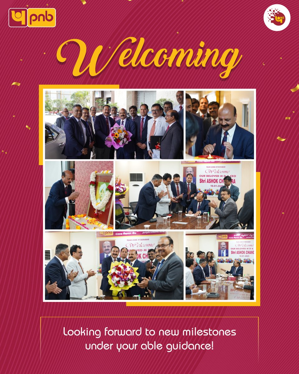 🌟A New Chapter of Excellence Begins at PNB!🌟

We are delighted to welcome Shri Ashok Chandra as the new Managing Director &amp; Chief Executive Officer of Punjab National Bank! 

With his dynamic leadership and visionary approach, we are confident that PNB is poised to achieve