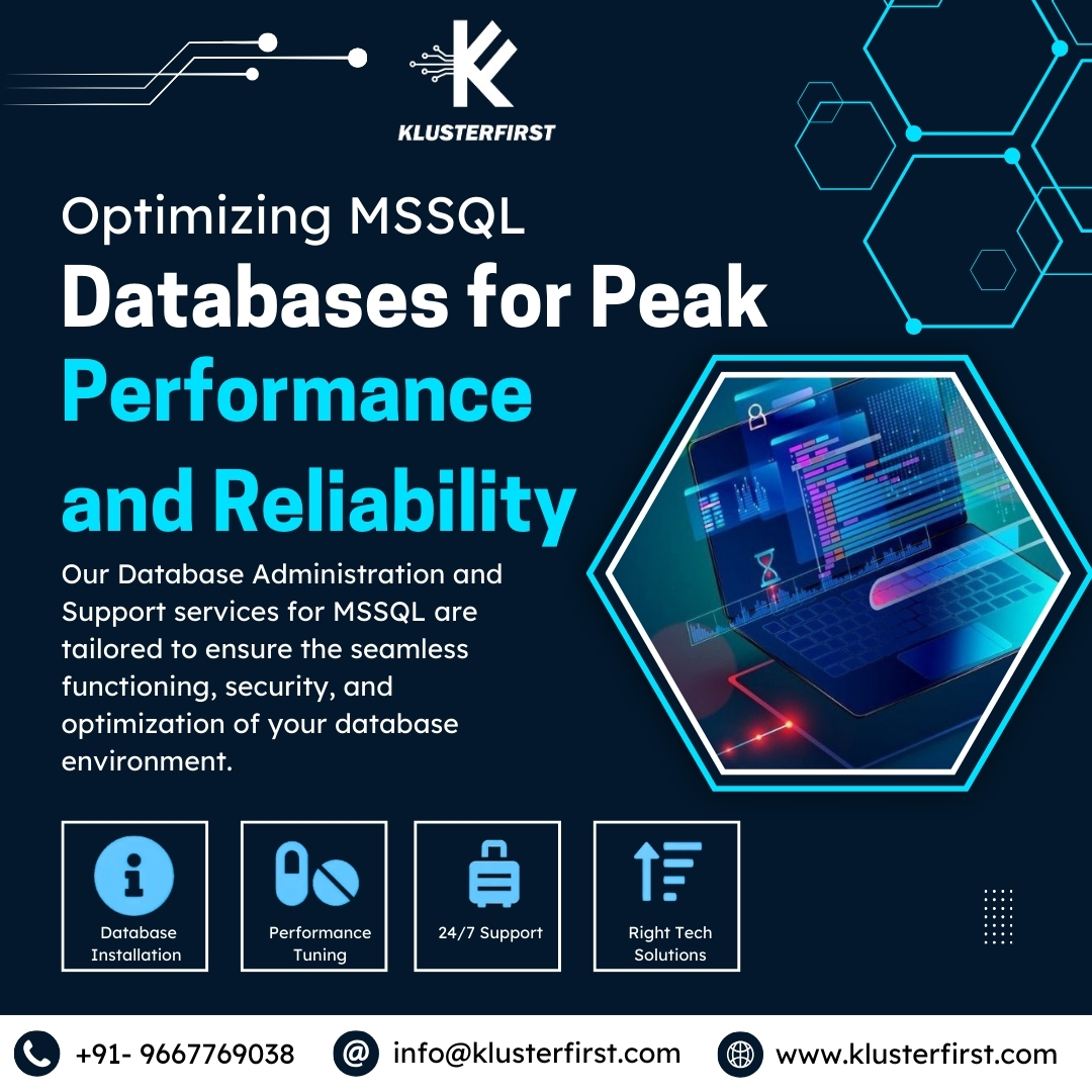 KlusterFirst's tweet photo. Ensure your databases perform at their best with KlusterFirst! From seamless optimization to round-the-clock support, we’ve got the expertise to keep your MSSQL environment secure.

🌐 Visit us: https://t.co/p1wj6opPr1

#DatabaseOptimization #TechSolutions #MSSQL #ITExperts https://t.co/t6CjsfVvk6