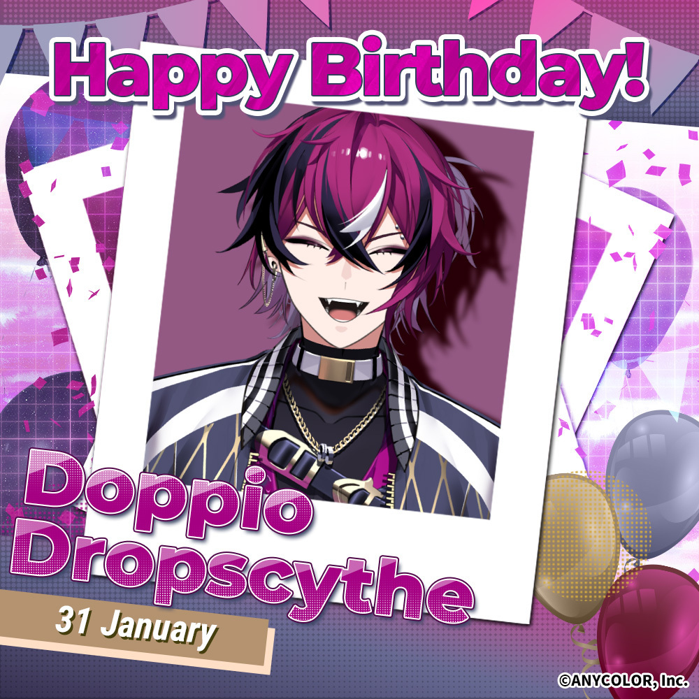 NIJISANJI_World's tweet photo. The D in @D_Dropscythe stands for the Day he was born! Happy Birthday! 🐣🎡
#HBDoppio2025 #NIJISANJI_EN https://t.co/e8vxUNTCIh