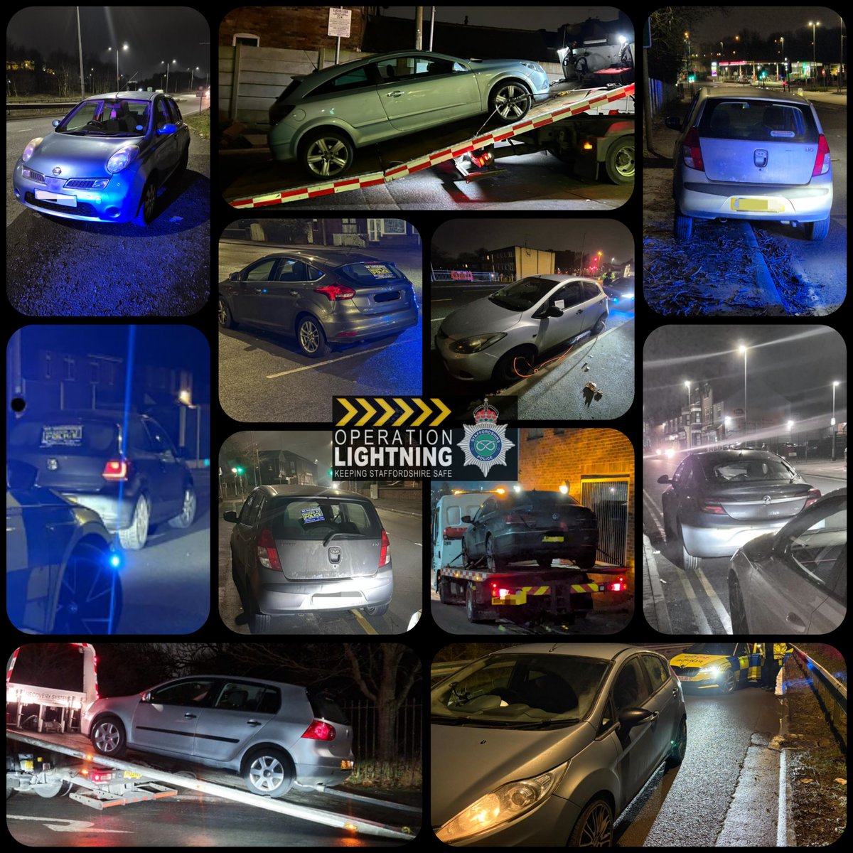 StaffsRCT's tweet photo. This evening/morning we have proactively patrolled #Shelton @Policingstoke.
1️⃣1️⃣ vehicle's have been #seized @DriveInsured 🚗🚨.
2️⃣ arrested, drink drive 🍺 & immigration offences.
2️⃣ #PG9 for Dangerous defects ⚠️.
#OpLightning #Team4RCT
#makinggreatplaces #fatal4 https://t.co/SdLg9q9zRt
