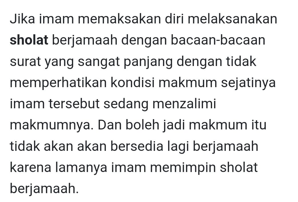 Imam/Khotib mesjid yang banyak pekerja kantoran harusnya bisa mempersingkat khotbah/bacaan surat ga siih.. kasian yang waktu istirahatnya ketat, pas makan siang gedebugan.

Lagipula orang kantoran mah kalo dapet brief singkat padat lebih masuk daripada panjang bertele2 ya kan?