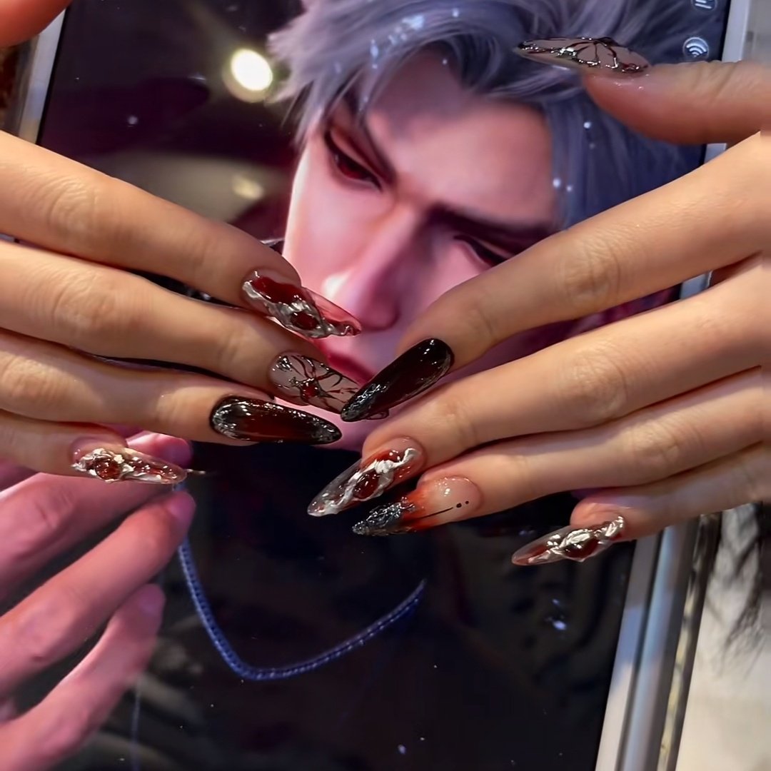 pearlgaki's tweet photo. these sylus nation themed nails im gonna bawl i want these https://t.co/9dN4kqqKvg